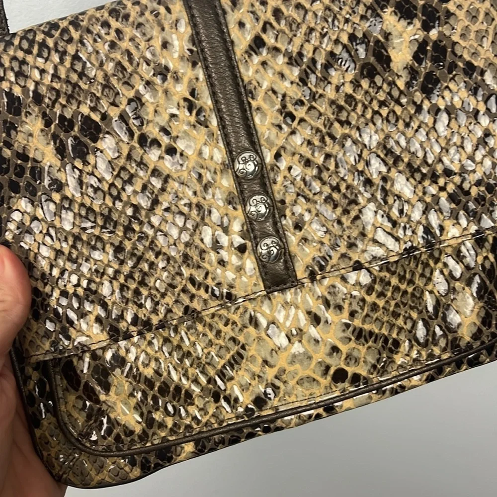 Brighton Snakeskin Crossbody Bag - Brown and Black